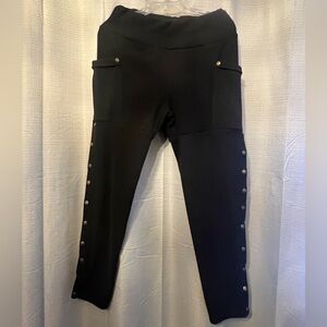 Black Soft Brushed Studded Women's Pants